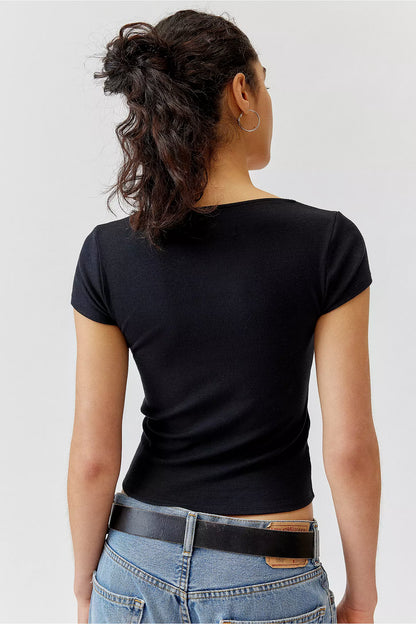 MWB Round Neck  Rib Detail Top
