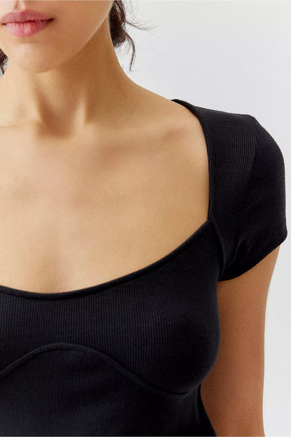 MWB Round Neck  Rib Detail Top