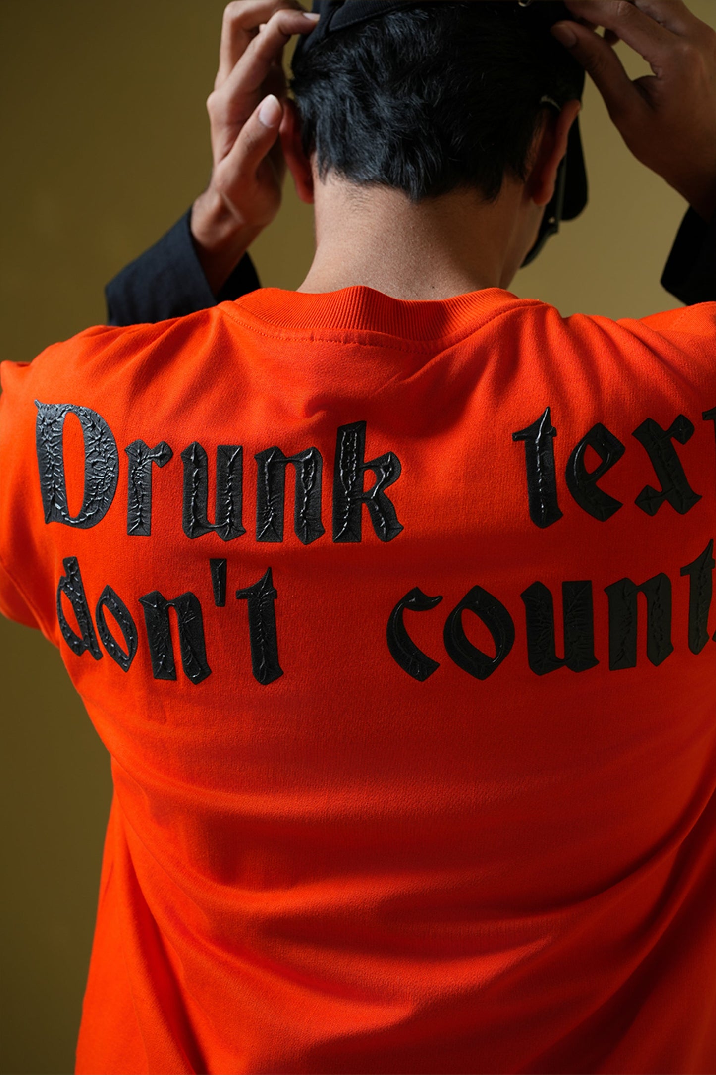 Drunk Text Orange oversized T-shirt