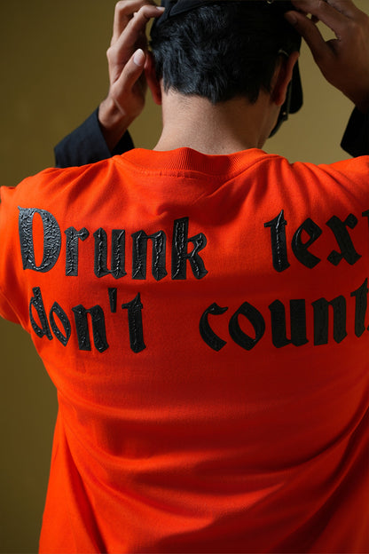 Drunk Text Orange oversized T-shirt