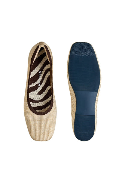 Neeman's Metallic Square Flats for Women | Ballerinas & Slip On Casual Shoes| Comfortable & Flexible