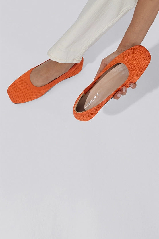 Neeman's Plush Square Ballerinas for Women | Flats & Slip On Casual Shoes | Comfortable & Flexible