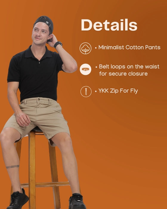 Men's Cotton Chino Shorts | Regular Fit | Bermuda | Beige