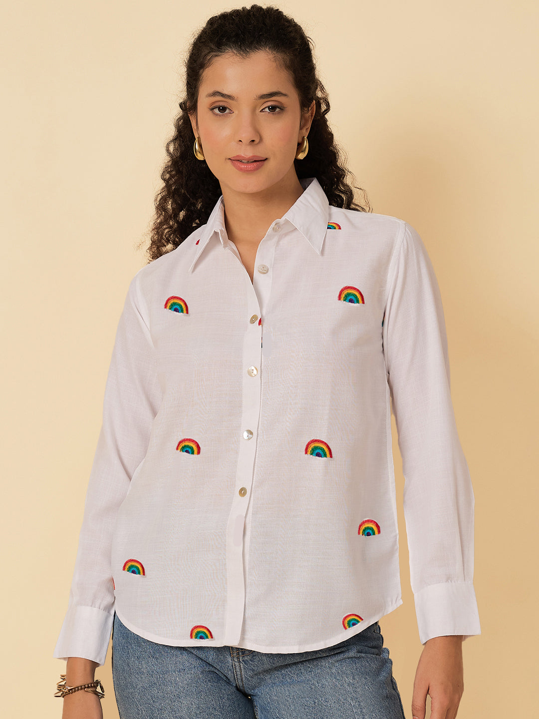 All Over Embroidered Linen Shirt