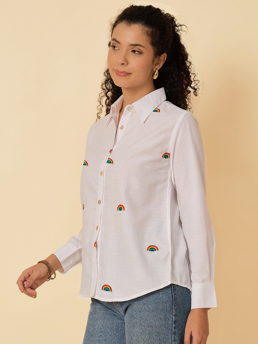 All Over Embroidered Linen Shirt