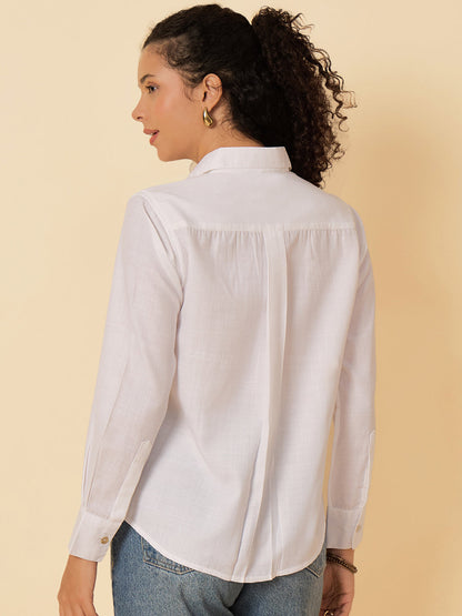All Over Embroidered Linen Shirt