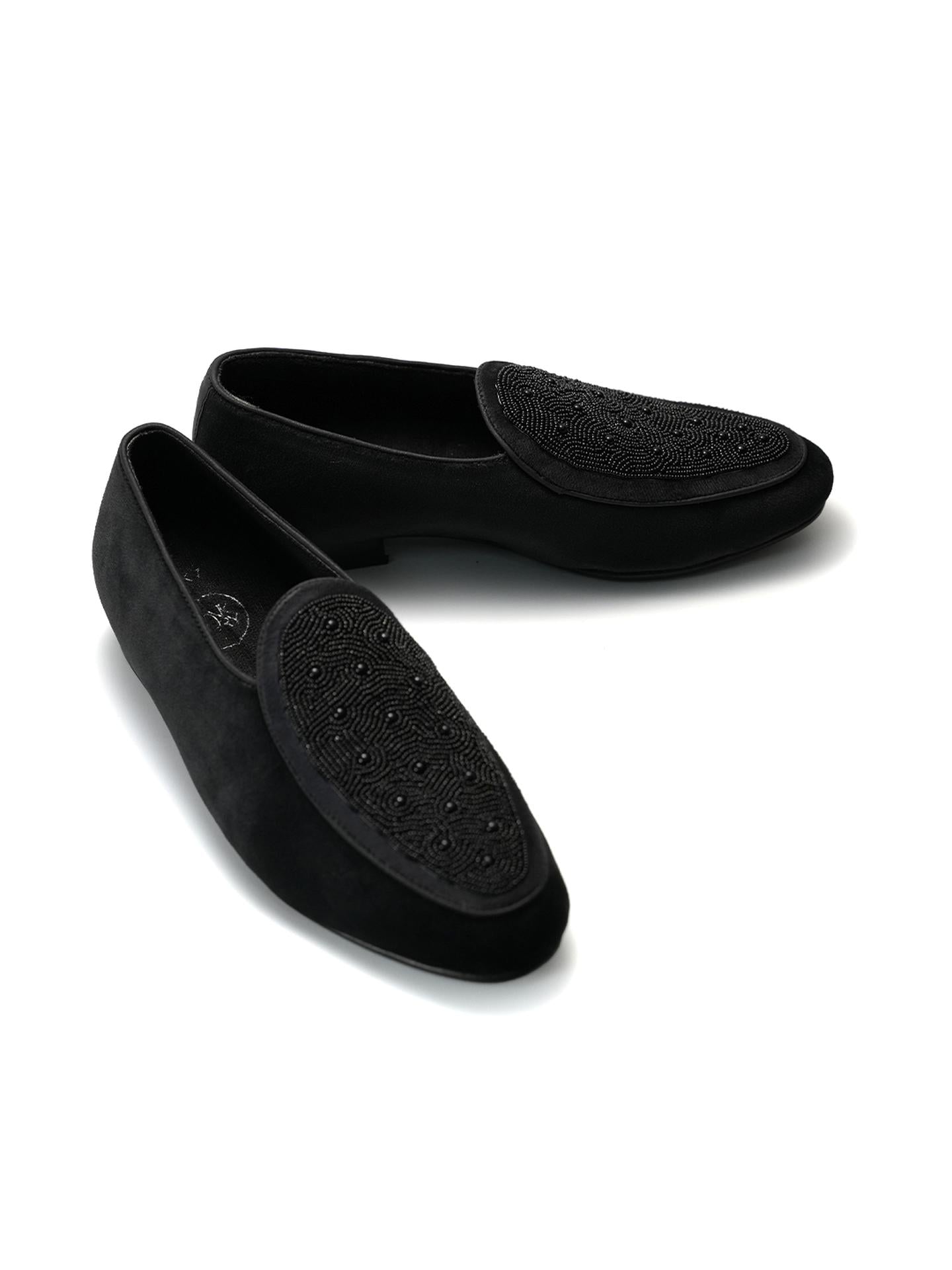 Monkstory Hand-Beaded Slip-ons - Black