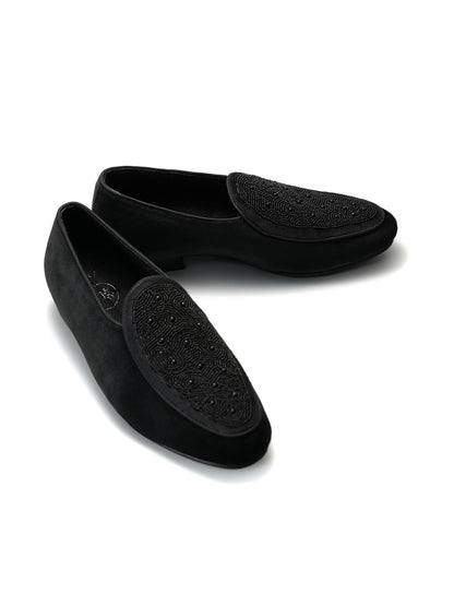 Monkstory Hand-Beaded Slip-ons - Black