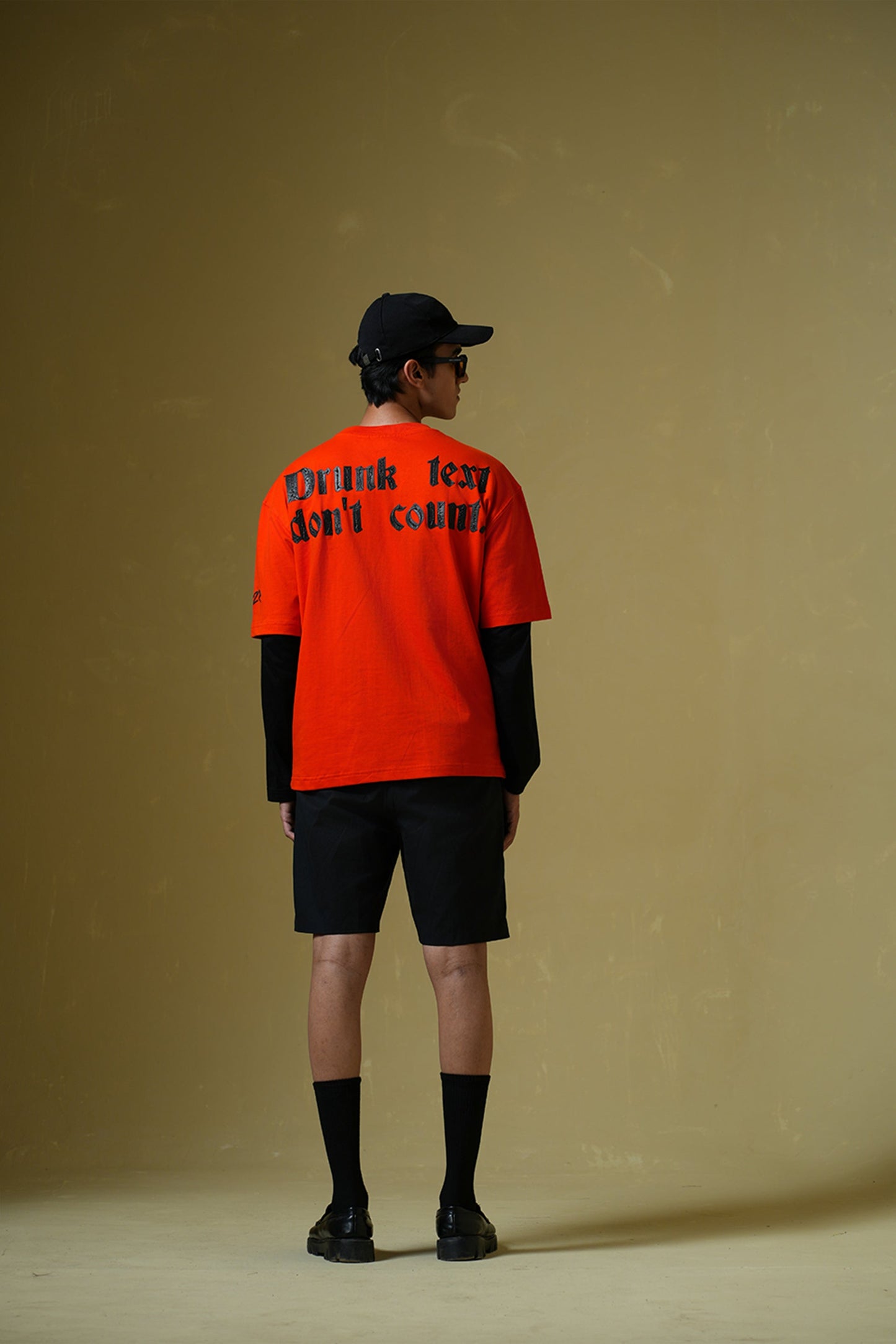 Drunk Text Orange oversized T-shirt