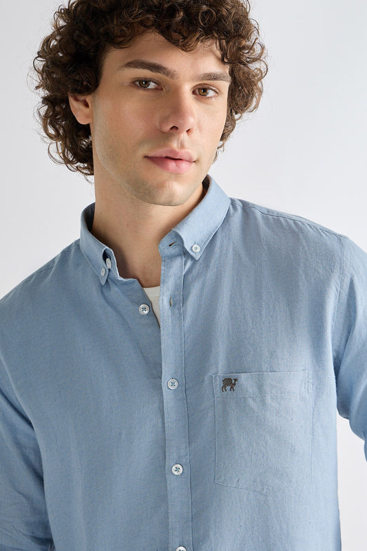 Sky Blue Pure Linen Shirt