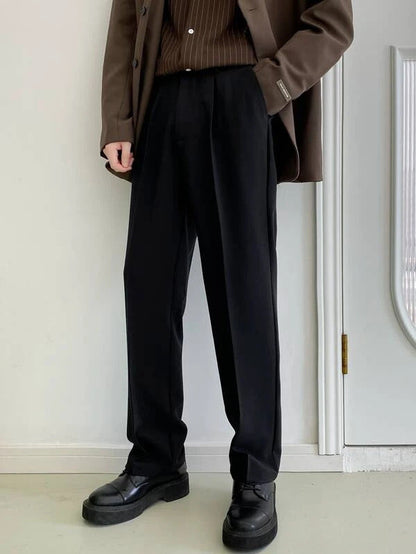 Men Semi Formal Straight Fit Korean Pants - Brown