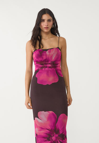 MWB Printed Tulle Long Dress