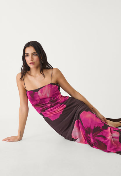 MWB Printed Tulle Long Dress