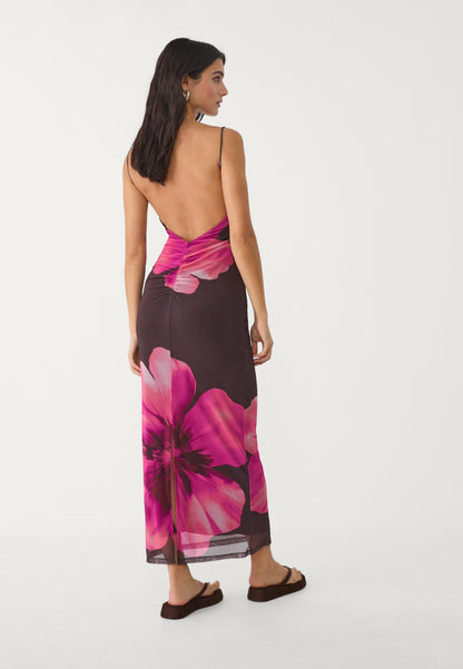 MWB Printed Tulle Long Dress