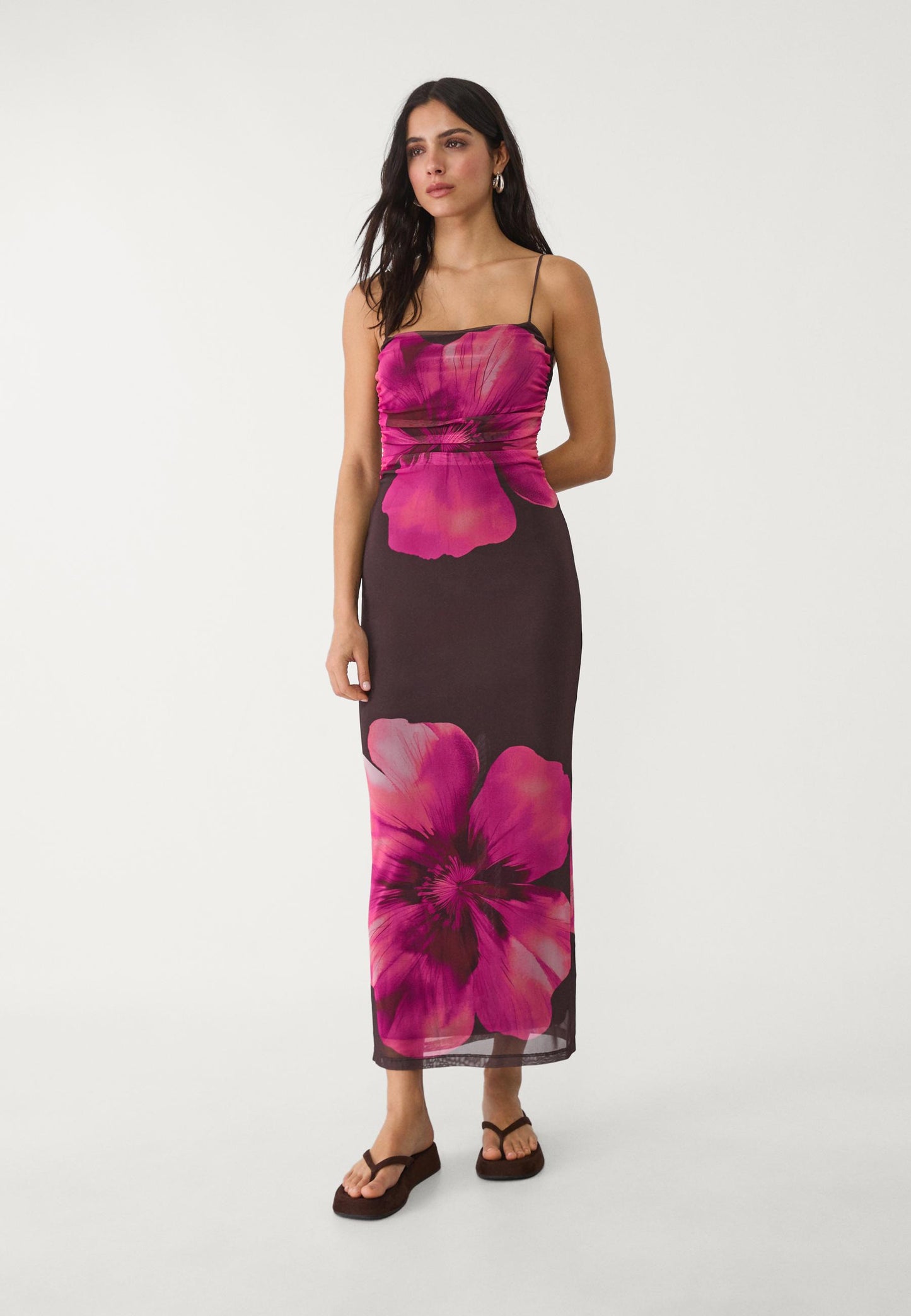 MWB Printed Tulle Long Dress