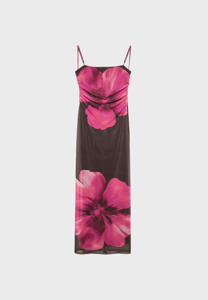 MWB Printed Tulle Long Dress