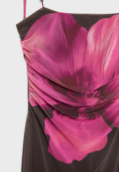 MWB Printed Tulle Long Dress