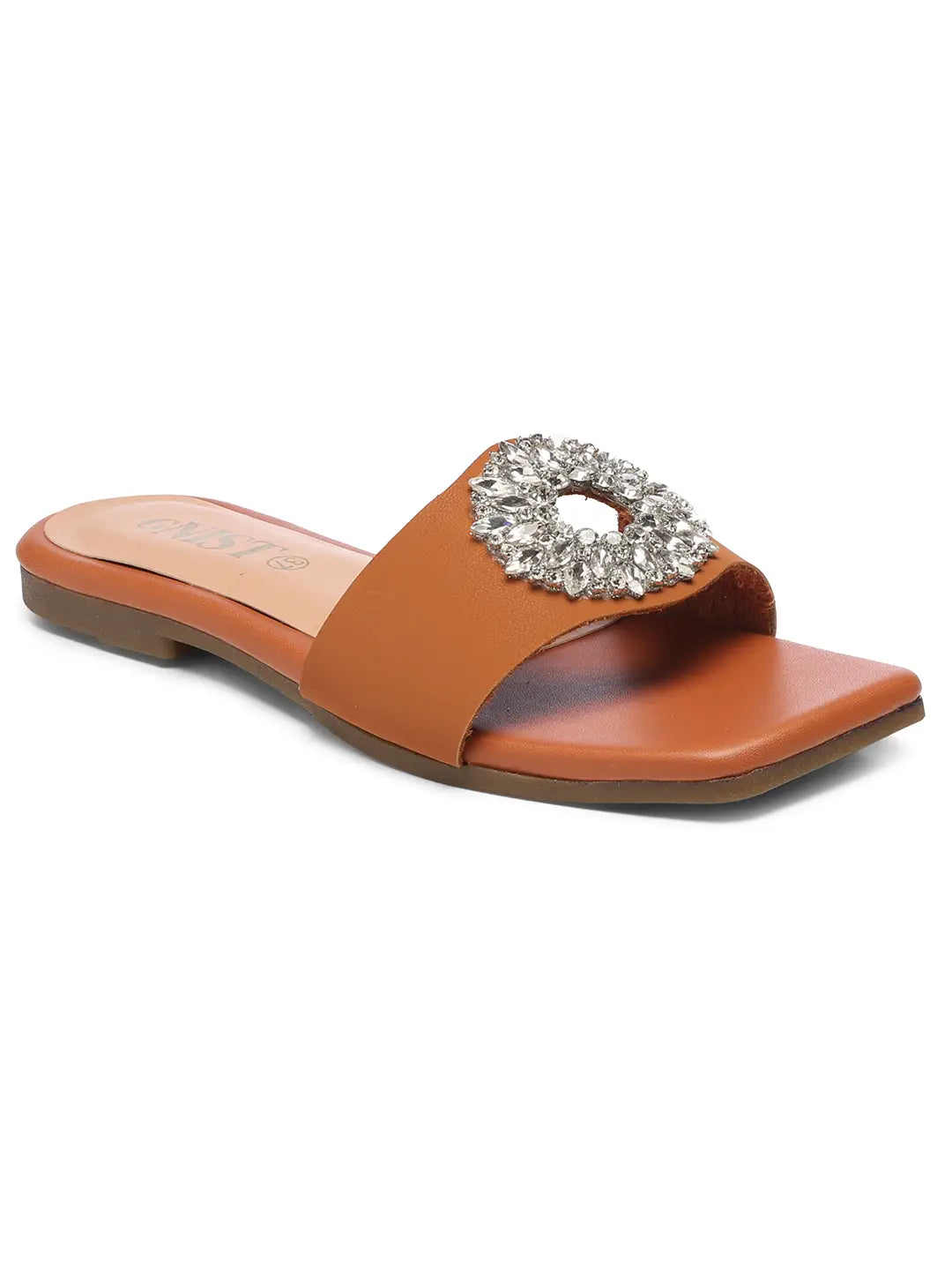GNIST Embellished Eligent Tan Flats