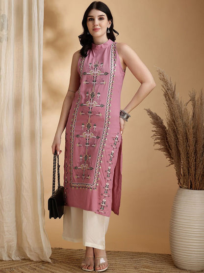 Floral Embroidered Tunic With Palazzo