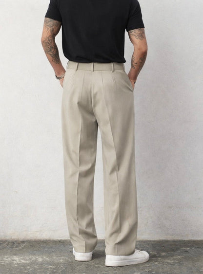 Neat Pleated Tailored Linen Pants - Sand