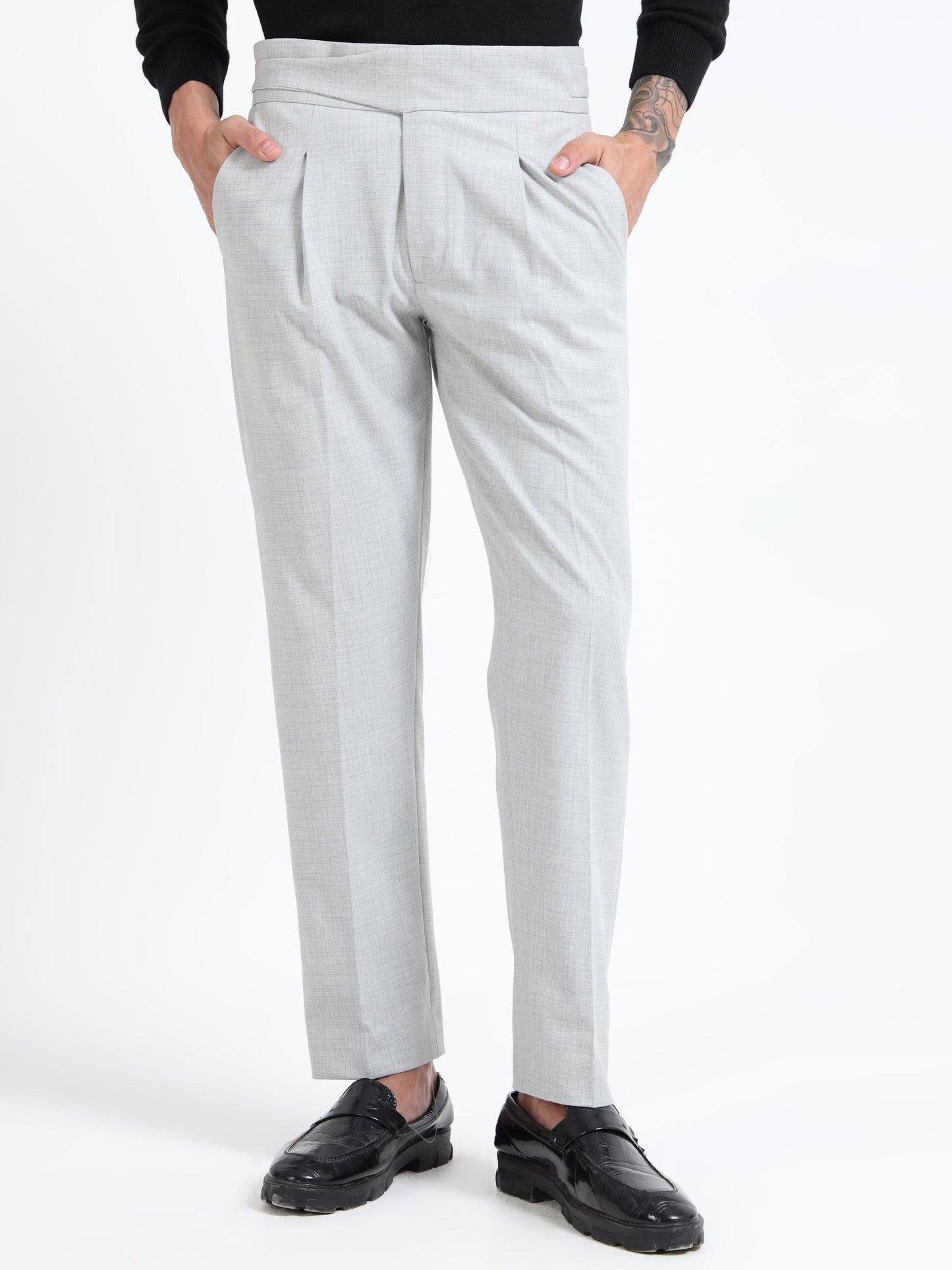 Light Grey Micro Check Gurkha pants