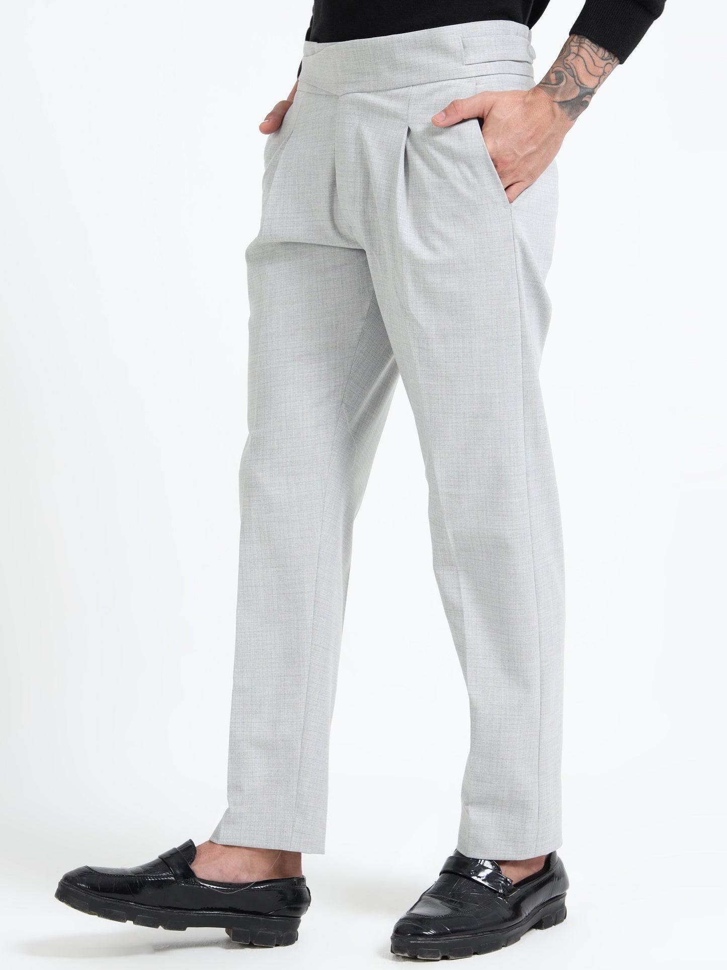 Light Grey Micro Check Gurkha pants