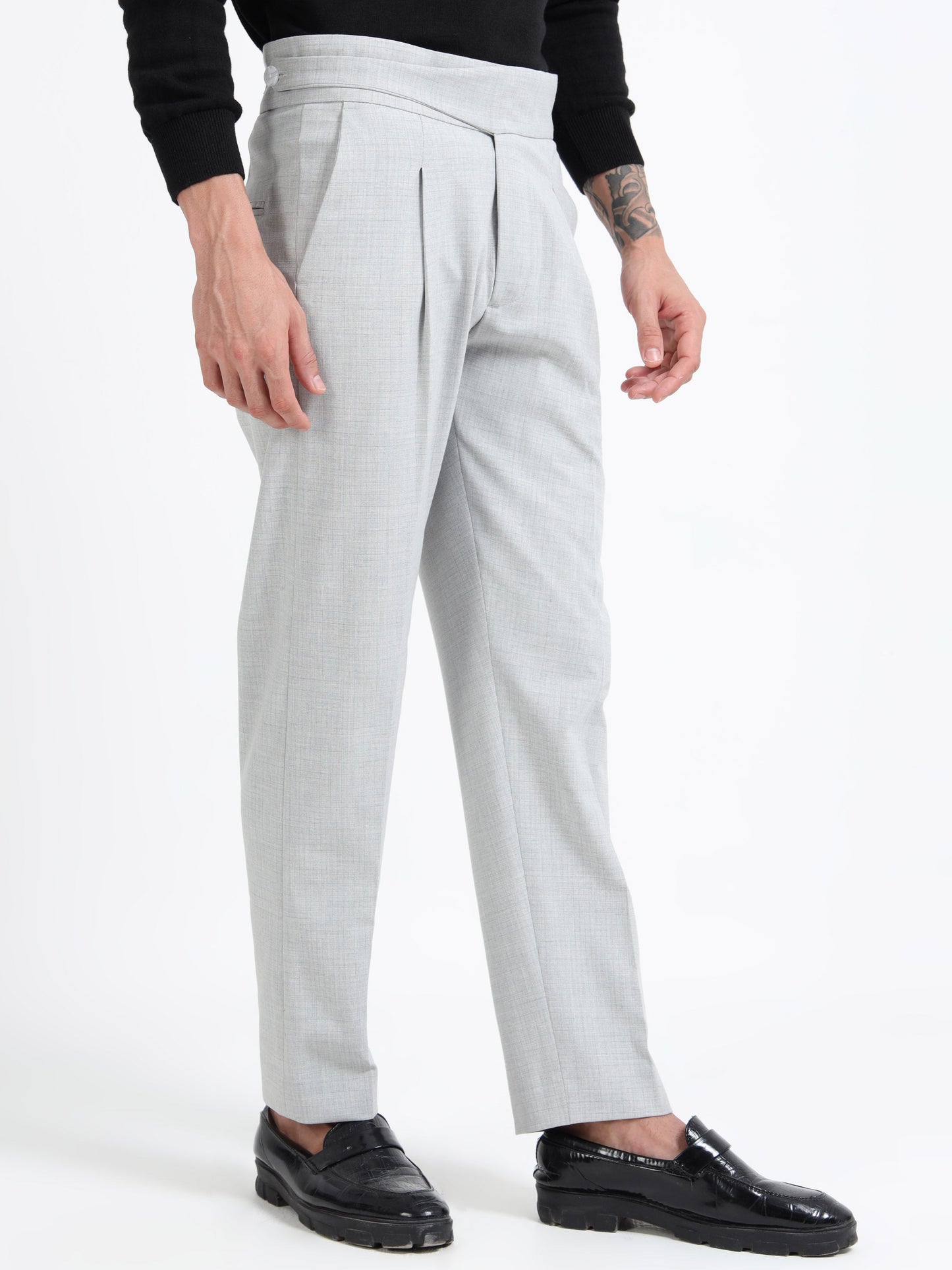 Light Grey Micro Check Gurkha pants