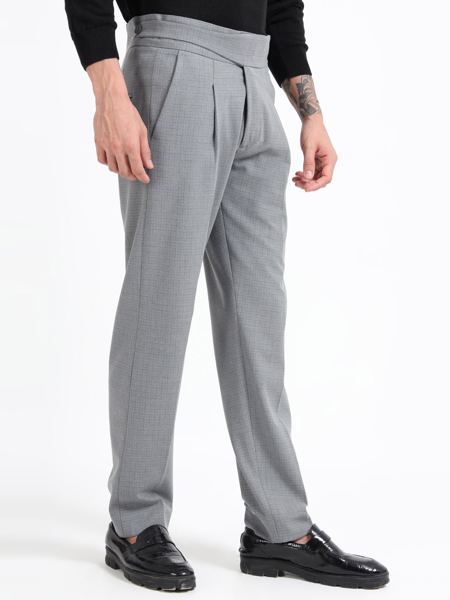 Grey Micro Check Gurkha pants