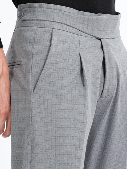 Grey Micro Check Gurkha pants