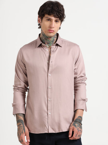 PINK SATIN STRETCH SHIRT