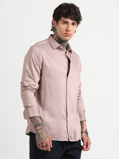 PINK SATIN STRETCH SHIRT