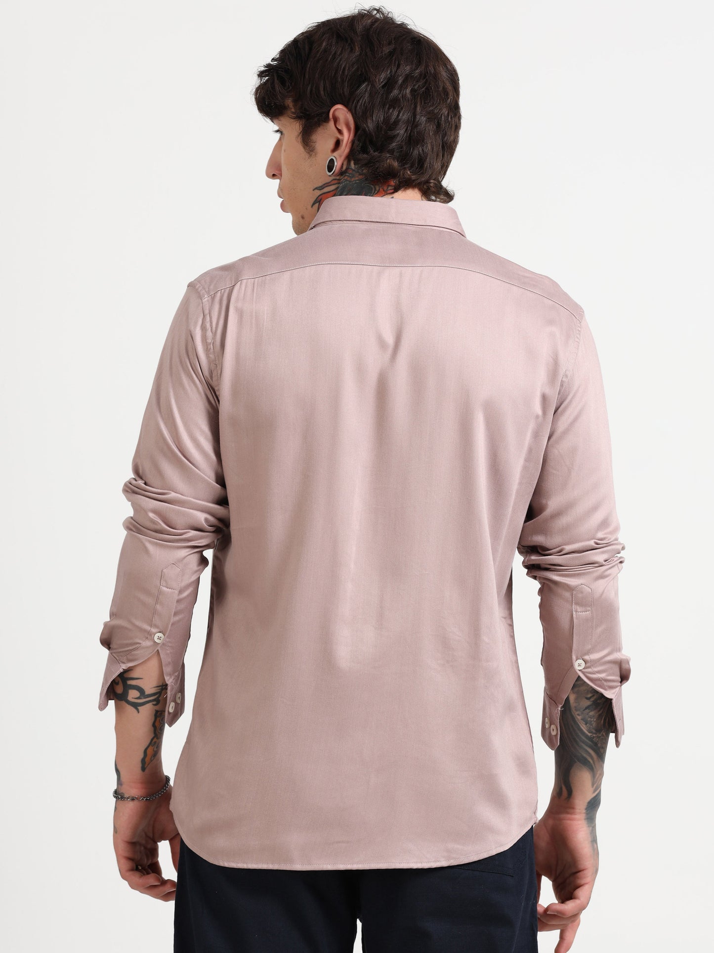 PINK SATIN STRETCH SHIRT