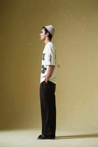 TV off Cream Oversized T-Shirt