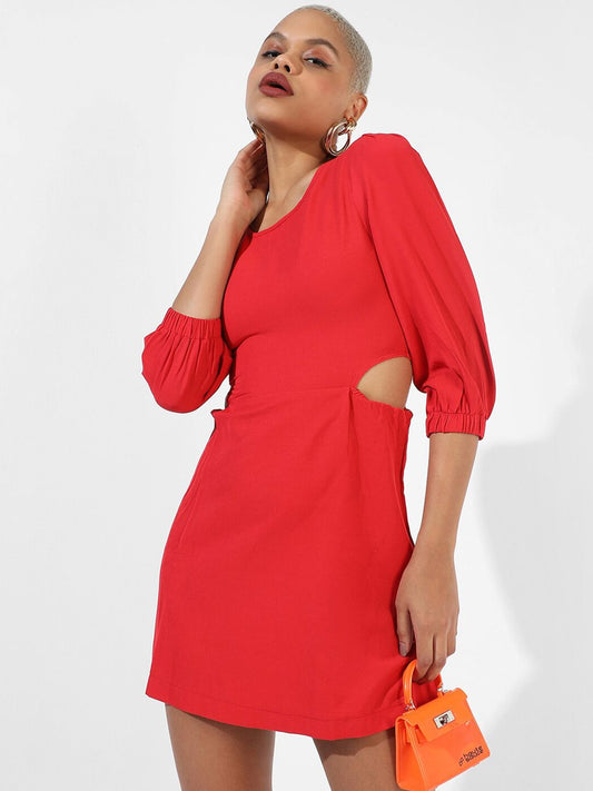 Puff Sleeve Fit & Flare Dress