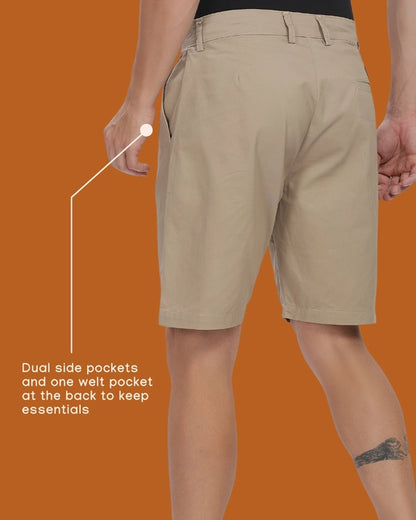 Men's Cotton Chino Shorts | Regular Fit | Bermuda | Beige