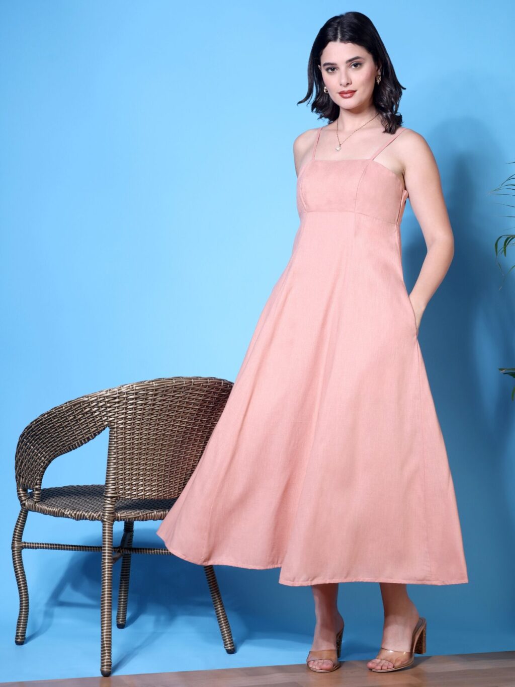 Strappy Midi Dress | Pink