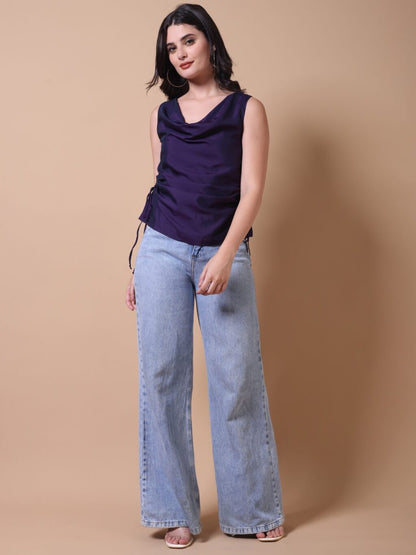 Sleeveless Ruched Top | Purple