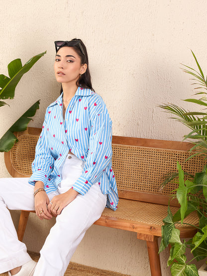 Printed Asymmetrical Cotton Shirt