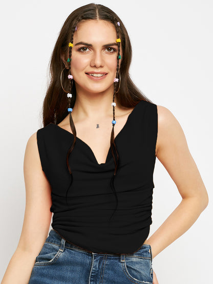 Cotton Stretchable Draped Crop Top