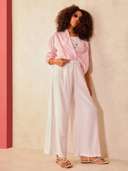 Pink Oversized  Stripe Shirt