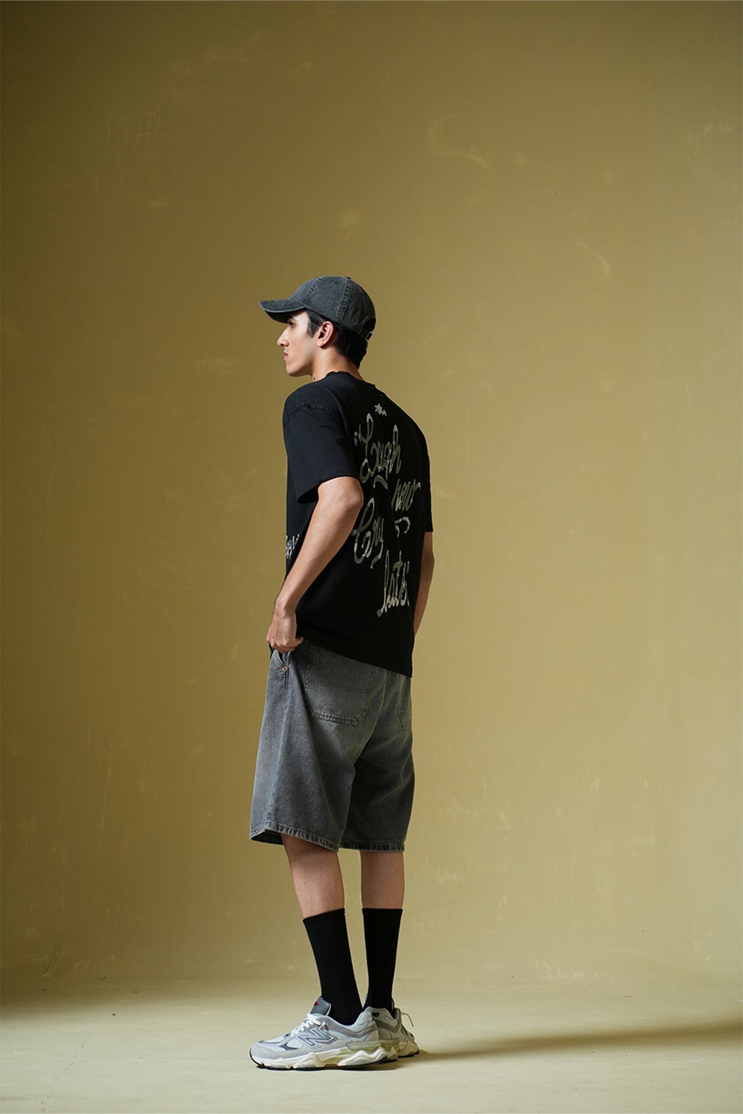 Laugh Now Black Oversized T-Shirt