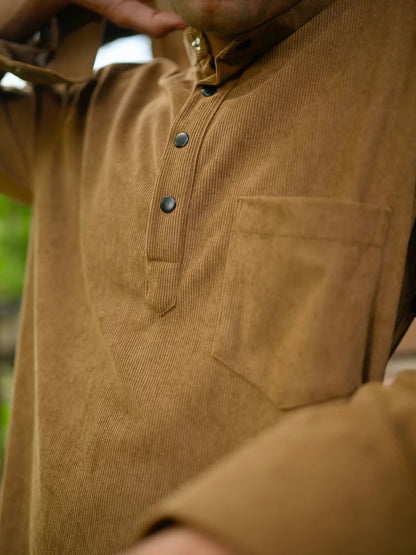 Camel Brown Corduroy Short Kurta