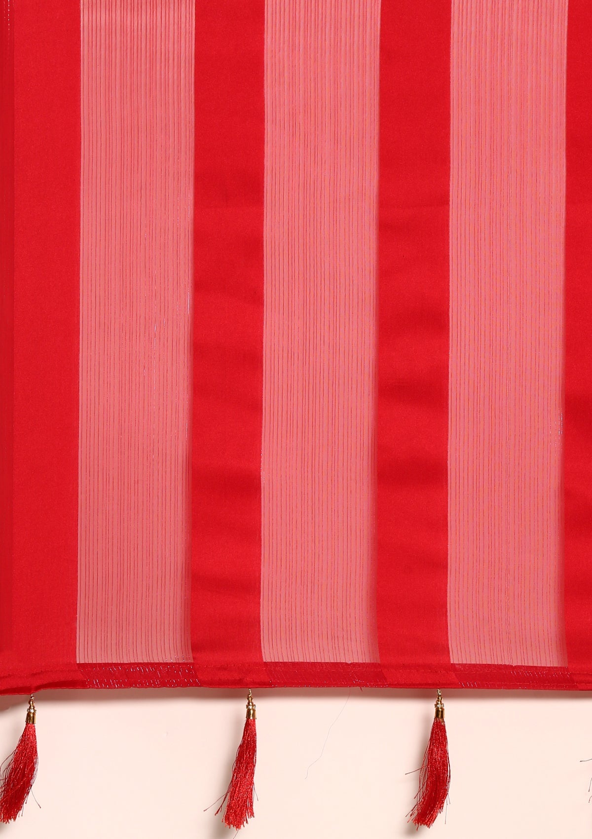 Red Striped Chiffon Saree