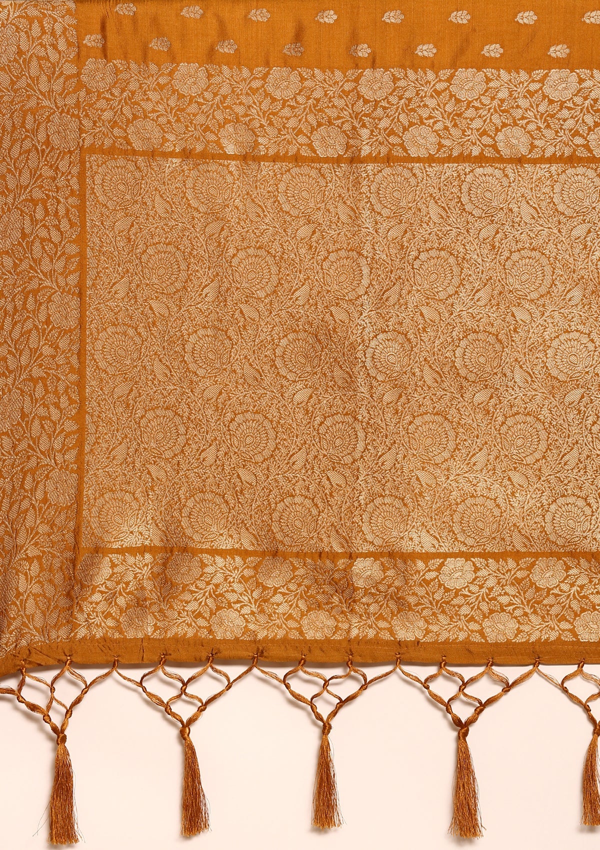Mustard Butta Woven Tussar Saree