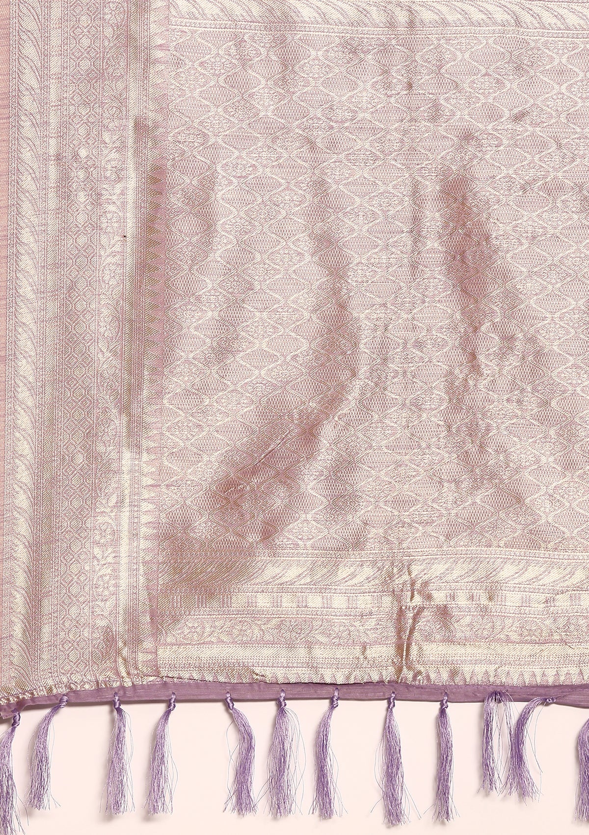 Mauve Floral Woven Tussar Saree