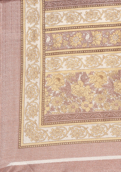 Copper A/O Floral Printed Art Tussar Matka Silk Saree