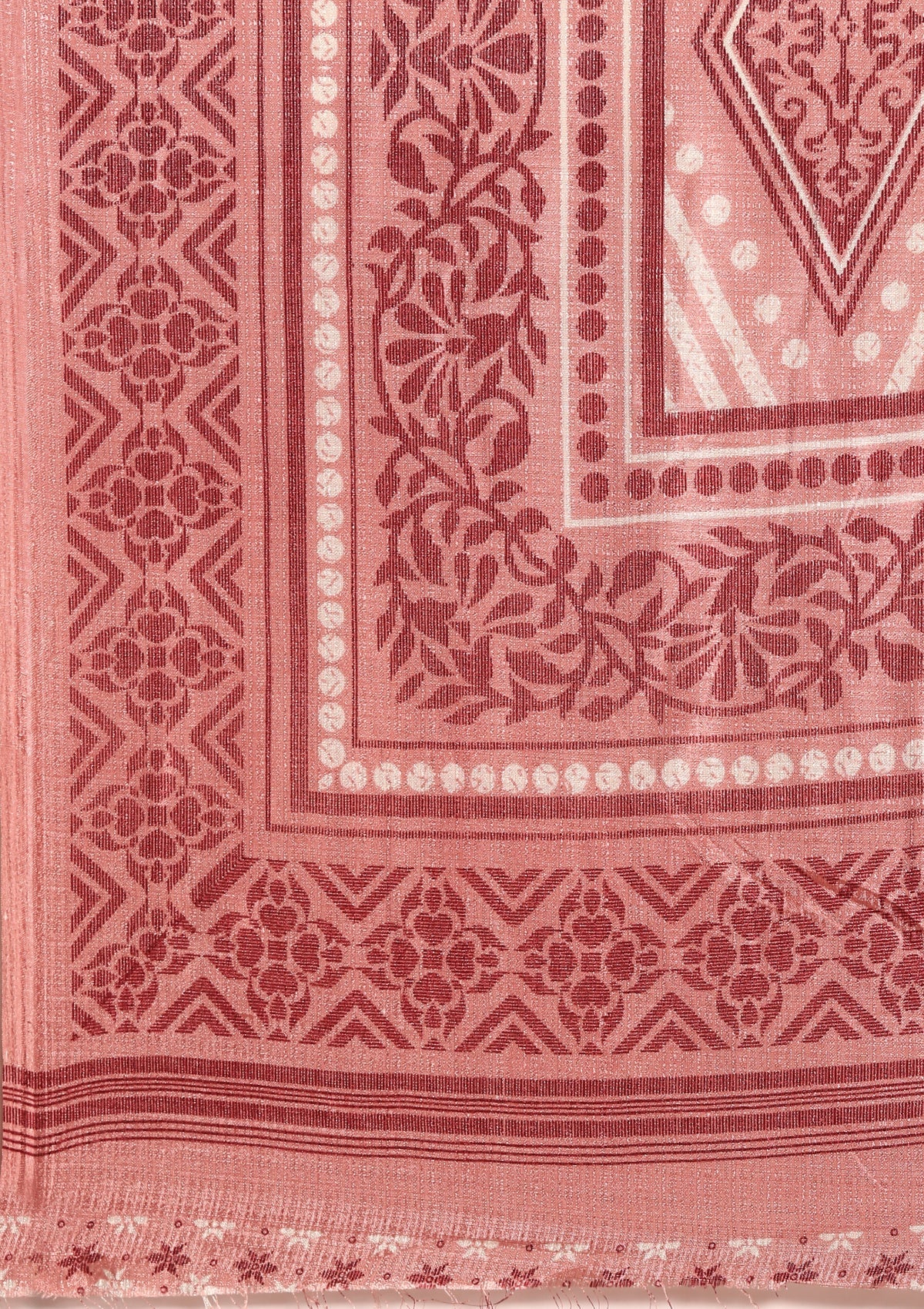 Dusty Pink Butti Printed Art Tussar Matka Silk Saree