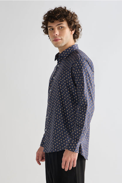 Navy Bloom Print Shirt