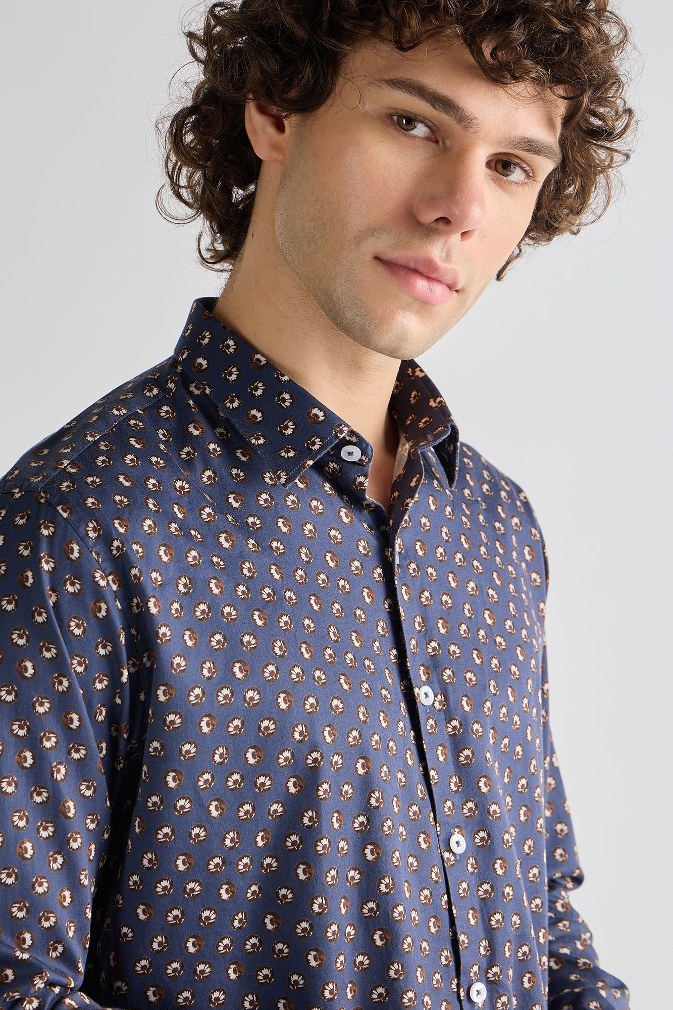 Navy Bloom Print Shirt