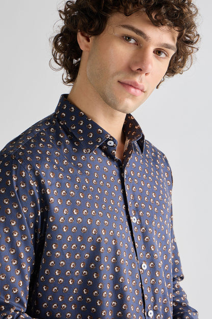 Navy Bloom Print Shirt